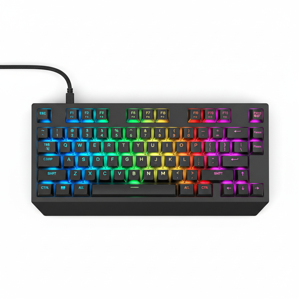 TKL RGB Mechanical Gaming Keyboard black colorful lighting
